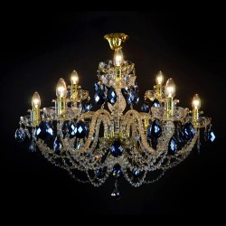 Casa Padrino Lámpara de araña de cristal barroco de lujo Oro Ø 80 x H. 60 cm - Suntuosa Lámpara de araña de latón con cristal de Bohemia - Muebles barrocos - Noble y suntuosa