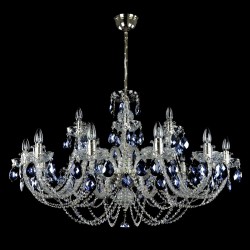 Casa Padrino Lampadario in cristallo barocco di lusso Argento Ø 90 x H. 63 cm - Sontuosa Lampadario in ottone con cristallo di Boemia - Mobili barocchi - Nobile e sontuoso Casa Padrino Lampadario in cristallo barocco di lusso Argento Ø 90 x H. 63 cm - Sontuosa Lampadario in ottone con cristallo di Boemia - Mobili barocchi - Nobile e sontuoso