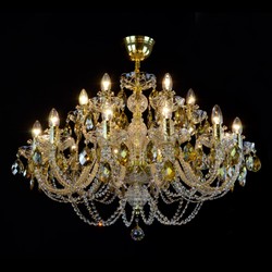 Casa Padrino Lámpara de techo de cristal de lujo Oro Ø 90 x H. 63 cm - Suntuosa Lámpara de techo de latón con cristal de Bohemia - Muebles barrocos - Noble y suntuosa Casa Padrino Lámpara de techo de cristal de lujo Oro Ø 90 x H. 63 cm - Suntuosa Lámpara de techo de latón con cristal de Bohemia - Muebles barrocos - Noble y suntuosa