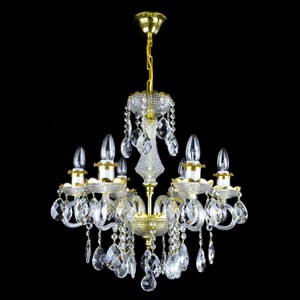 Casa Padrino Luxury Baroque Crystal Chandelier Gold Ø 50 x H. 54 cm - Magnificent Brass Chandelier with Bohemian Crystal Glass - Baroque Furniture - Noble & Magnificent