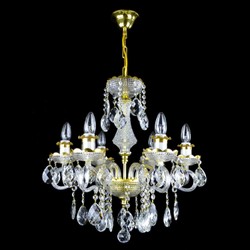 Casa Padrino Luxury Baroque Crystal Chandelier Gold Ø 50 x H. 54 cm - Magnificent Brass Chandelier with Bohemian Crystal Glass - Baroque Furniture - Noble & Magnificent Casa Padrino Luxury Baroque Crystal Chandelier Gold Ø 50 x H. 54 cm - Magnificent Brass Chandelier with Bohemian Crystal Glass - Baroque Furniture - Noble & Magnificent