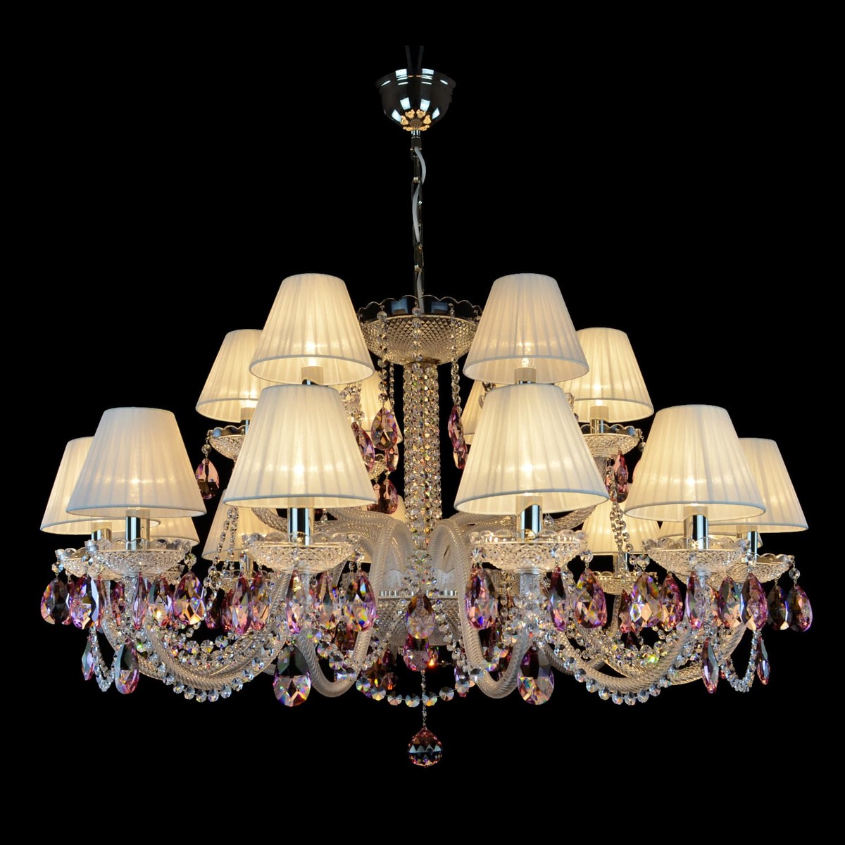 Casa Padrino Lámpara de techo de cristal barroco de lujo Plata Ø 105 x H. 56 cm - Suntuosa Lámpara de techo de latón con cristal de Bohemia - Muebles barrocos - Noble y suntuosa Casa Padrino Lámpara de techo de cristal barroco de lujo Plata Ø 105 x H. 56 cm - Suntuosa Lámpara de techo de latón con cristal de Bohemia - Muebles barrocos - Noble y suntuosa