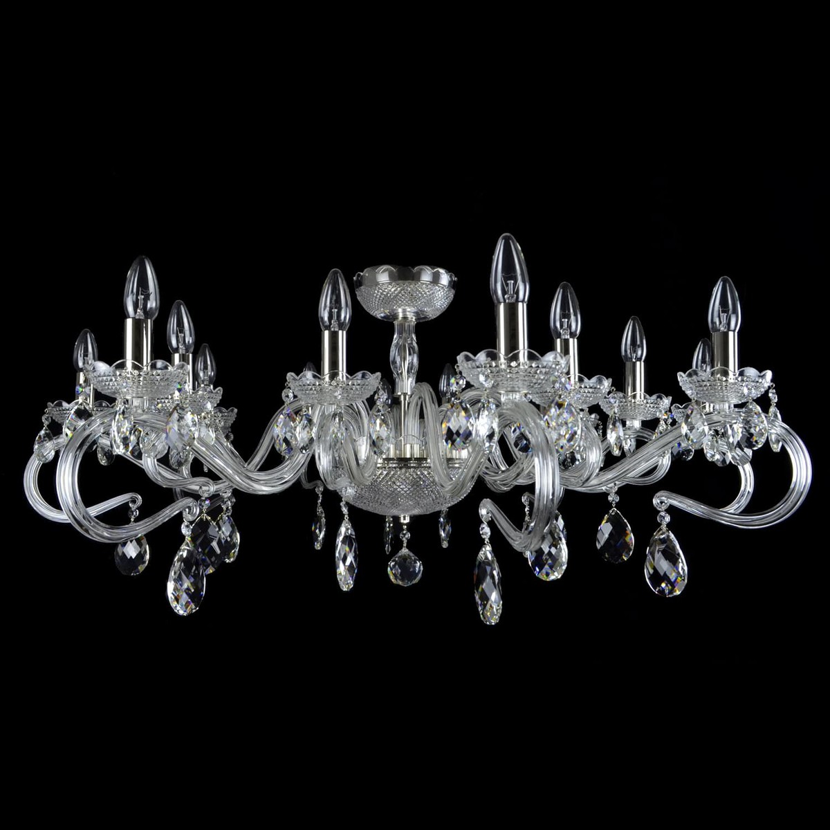 Casa Padrino Lámpara de techo de cristal barroco de lujo Plata Ø 107 x H. 42 cm - Suntuosa Lámpara de techo de latón con cristal de Bohemia - Muebles barrocos - Noble y suntuosa Casa Padrino Lámpara de techo de cristal barroco de lujo Plata Ø 107 x H. 42 cm - Suntuosa Lámpara de techo de latón con cristal de Bohemia - Muebles barrocos - Noble y suntuosa
