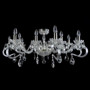 Casa Padrino Luxury Baroque Crystal Ceiling Lamp Silver Ø 107 x H. 42 cm - Magnificent Brass Ceiling Lamp with Bohemian Crystal Glass - Baroque Furniture - Noble & Magnificent