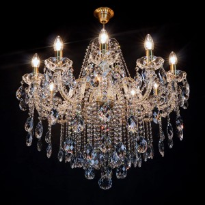 Casa Padrino Luxus Barock Kristall Kronleuchter Gold Ø 73 x H. 73 cm - Prunkvolle Messing Kronleuchter mit böhmischem Kristallglas - Barock Möbel - Edel & Prunkvoll