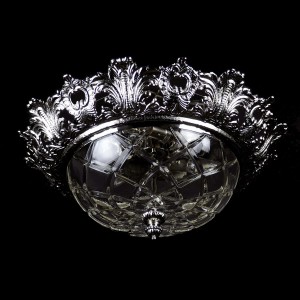 Casa Padrino Luxury Baroque Crystal Ceiling Lamp Gold Ø 47 x H. 19 cm - Magnificent Brass Ceiling Lamp with Bohemian Crystal Glass - Baroque Furniture - Noble & Magnificent