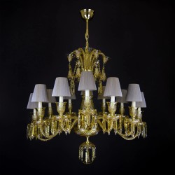 Casa Padrino Luxury Baroque Crystal Chandelier Gold Ø 81 x H. 90 cm - Magnificent Brass Chandelier with Bohemian Crystal Glass - Baroque Furniture - Noble & Magnificent
