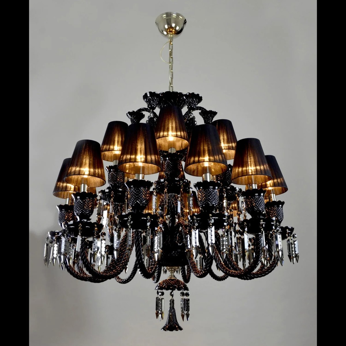 Casa Padrino Lampadario in cristallo barocco di lusso Argento Ø 90 x H. 90 cm - Sontuosa Lampadario in ottone con cristallo di Boemia - Mobili barocchi - Nobile e sontuoso Casa Padrino Lampadario in cristallo barocco di lusso Argento Ø 90 x H. 90 cm - Sontuosa Lampadario in ottone con cristallo di Boemia - Mobili barocchi - Nobile e sontuoso