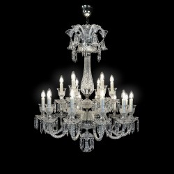 Casa Padrino Lampadario in cristallo barocco di lusso Argento Ø 90 x H. 110 cm - Sontuosa Lampadario in ottone con cristallo di Boemia - Mobili barocchi - Nobile e sontuoso Casa Padrino Lampadario in cristallo barocco di lusso Argento Ø 90 x H. 110 cm - Sontuosa Lampadario in ottone con cristallo di Boemia - Mobili barocchi - Nobile e sontuoso
