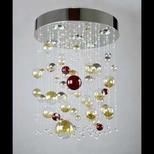 Casa Padrino Lustre en cristal de luxe Argent Ø 40 x H. 50 cm - Somptueuse Lustre en laiton avec cristal de Bohême - Meubles baroques - Noble & somptueux