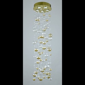 Casa Padrino Lustre en cristal de luxe Or Ø 30 x H. 120 cm - Somptueuse Lustre en laiton avec cristal de Bohême - Meubles baroques - Noble & somptueux
