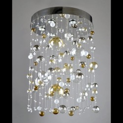 Casa Padrino Lustre en cristal de luxe Argent Ø 50 x H. 50 cm - Somptueuse Lustre en laiton avec cristal de Bohême - Meubles baroques - Noble & somptueux