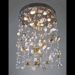 Casa Padrino Lustre en cristal de luxe Argent Ø 50 x H. 50 cm - Somptueuse Lustre en laiton avec cristal de Bohême - Meubles baroques - Noble & somptueux
