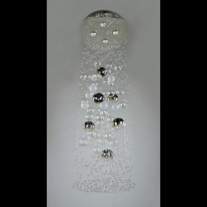 Casa Padrino Lustre en cristal de luxe Argent Ø 40 x H. 125 cm - Somptueuse Lustre en laiton avec cristal de Bohême - Meubles baroques - Noble & somptueux