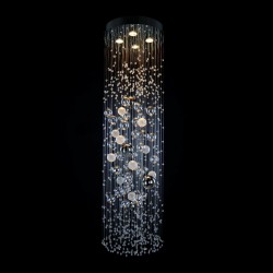 Casa Padrino Lustre en cristal de luxe Argent Ø 40 x H. 125 cm - Somptueuse Lustre en laiton avec cristal de Bohême - Meubles baroques - Noble & somptueux