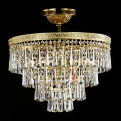 Casa Padrino Lampadario in cristallo barocco di lusso Oro Ø 40 x H. 34 cm - Sontuosa Lampadario in ottone con cristallo di Boemia - Mobili barocchi - Nobile e sontuoso Casa Padrino Lampadario in cristallo barocco di lusso Oro Ø 40 x H. 34 cm - Sontuosa Lampadario in ottone con cristallo di Boemia - Mobili barocchi - Nobile e sontuoso