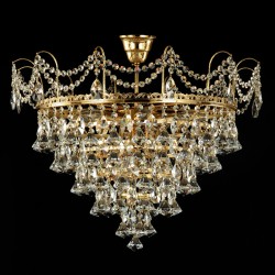 Casa Padrino Lampadario in cristallo barocco di lusso Oro Ø 60 x H. 40 cm - Sontuosa Lampadario in ottone con cristallo di Boemia - Mobili barocchi - Nobile e sontuoso Casa Padrino Lampadario in cristallo barocco di lusso Oro Ø 60 x H. 40 cm - Sontuosa Lampadario in ottone con cristallo di Boemia - Mobili barocchi - Nobile e sontuoso