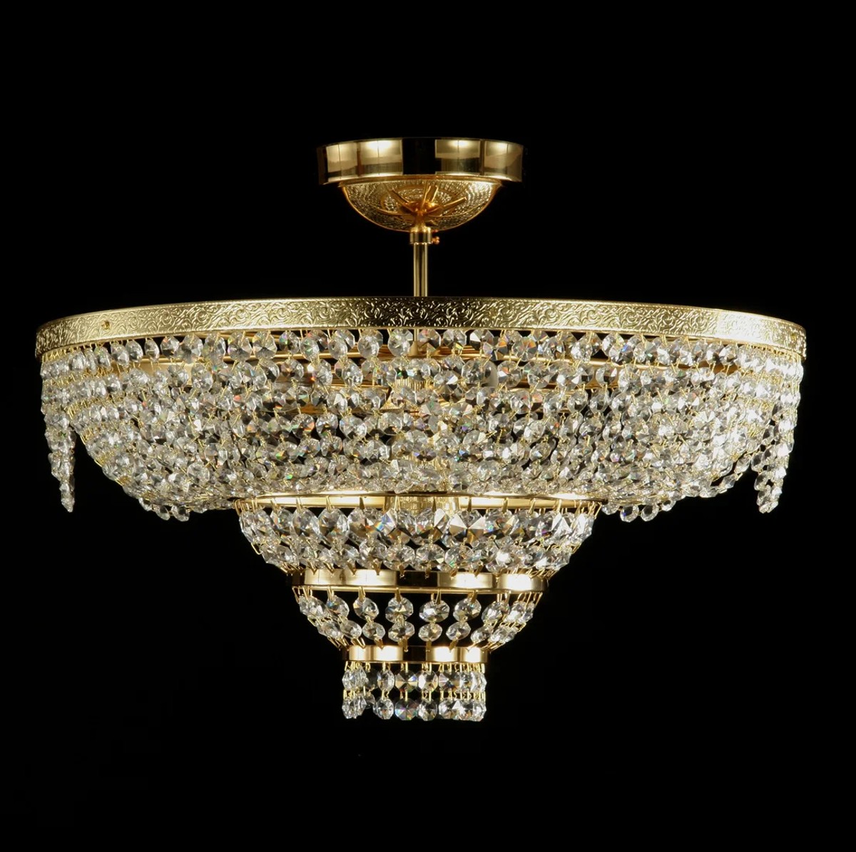 Casa Padrino Lámpara de araña de cristal barroco de lujo Oro Ø 40 x H. 25 cm - Suntuosa Lámpara de araña de latón con cristal de Bohemia - Muebles barrocos - Noble y suntuosa Casa Padrino Lámpara de araña de cristal barroco de lujo Oro Ø 40 x H. 25 cm - Suntuosa Lámpara de araña de latón con cristal de Bohemia - Muebles barrocos - Noble y suntuosa