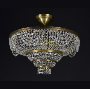 Casa Padrino Lustre en cristal baroque de luxe Argent Ø 40 x H. 25 cm - Somptueuse Lustre en laiton avec cristal de Bohême - Meubles baroques - Noble & somptueux
