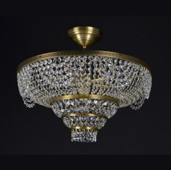 Casa Padrino Lámpara de araña de cristal barroco de lujo Plata Ø 40 x H. 25 cm - Suntuosa Lámpara de araña de latón con cristal de Bohemia - Muebles barrocos - Noble y suntuosa