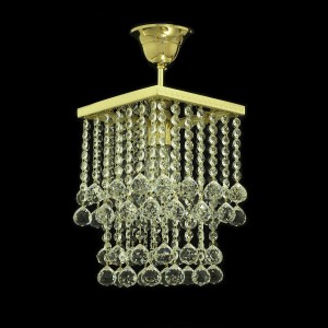 Casa Padrino Lustre en cristal baroque de luxe Or Ø 15 x H. 15 cm - Somptueuse Lustre en laiton avec cristal de Bohême - Meubles baroques - Noble & somptueux