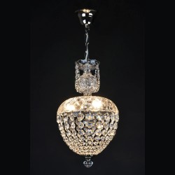 Casa Padrino Lámpara colgante de cristal de lujo Oro Ø 25 x H. 41 cm - Suntuosa Lámpara colgante de latón con cristal de Bohemia - Muebles barrocos - Noble y suntuosa Casa Padrino Lámpara colgante de cristal de lujo Oro Ø 25 x H. 41 cm - Suntuosa Lámpara colgante de latón con cristal de Bohemia - Muebles barrocos - Noble y suntuosa