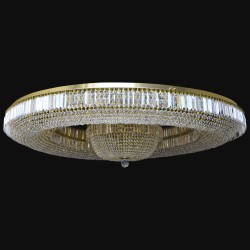 Casa Padrino Lámpara de techo de cristal de lujo Oro Ø 150 x H. 26 cm - Suntuosa Lámpara de techo de latón con cristal de Bohemia - Muebles barrocos - Noble y suntuosa Casa Padrino Lámpara de techo de cristal de lujo Oro Ø 150 x H. 26 cm - Suntuosa Lámpara de techo de latón con cristal de Bohemia - Muebles barrocos - Noble y suntuosa