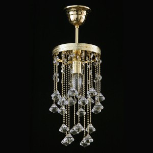 Casa Padrino Lámpara colgante de cristal de lujo Oro Ø 15 x H. 25 cm - Suntuosa Lámpara colgante de latón con cristal de Bohemia - Muebles barrocos - Noble y suntuosa Casa Padrino Lámpara colgante de cristal de lujo Oro Ø 15 x H. 25 cm - Suntuosa Lámpara colgante de latón con cristal de Bohemia - Muebles barrocos - Noble y suntuosa