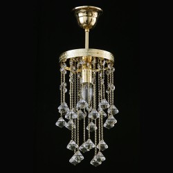 Casa Padrino Luxury Crystal Pendant Lamp Gold Ø 15 x H. 25 cm - Magnificent Brass Pendant Lamp with Bohemian Crystal Glass - Baroque Furniture - Noble & Magnificent