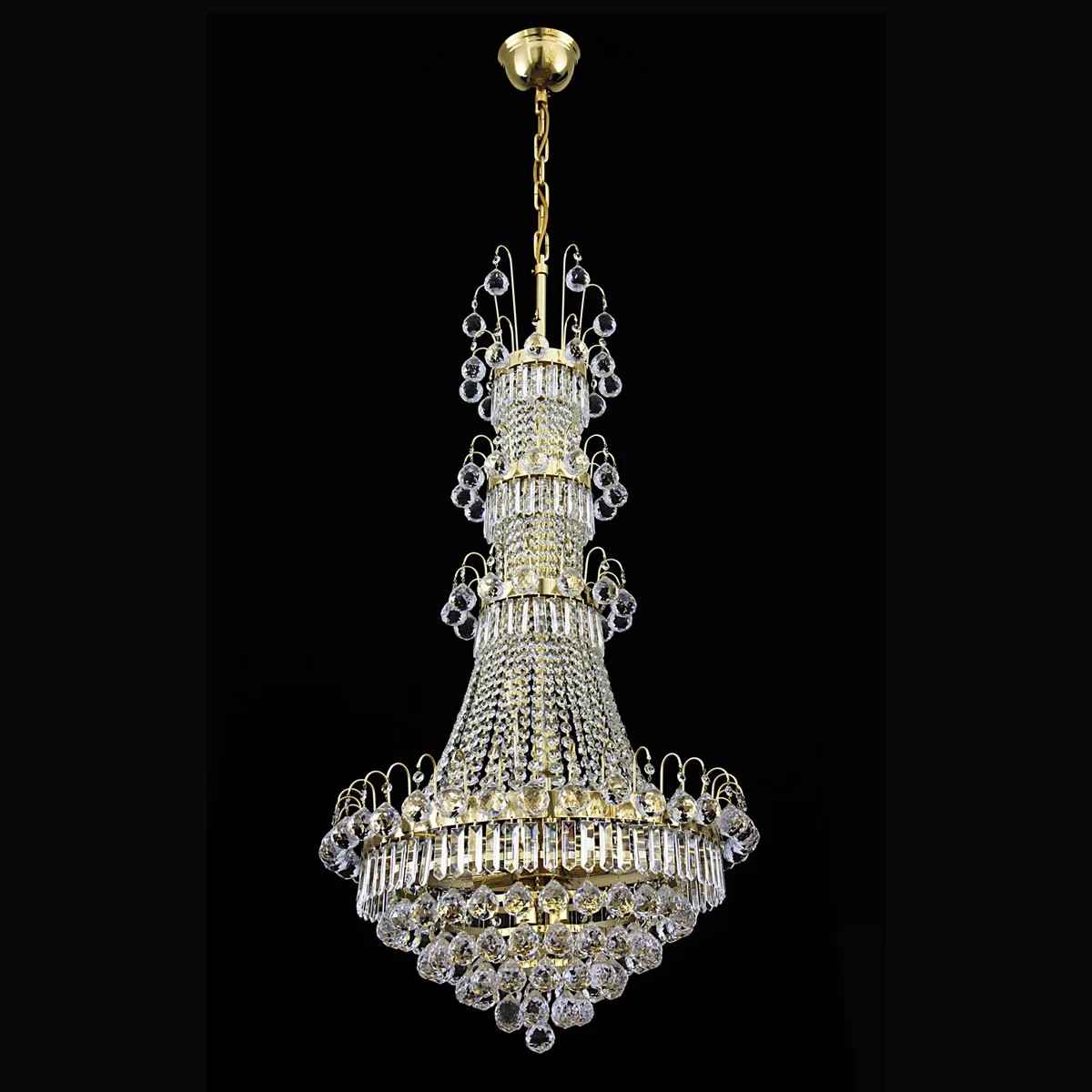 Casa Padrino Lámpara de araña de cristal barroco de lujo Oro Ø 65 x H. 130 cm - Suntuosa Lámpara de araña de latón con cristal de Bohemia - Muebles barrocos - Noble y suntuosa Casa Padrino Lámpara de araña de cristal barroco de lujo Oro Ø 65 x H. 130 cm - Suntuosa Lámpara de araña de latón con cristal de Bohemia - Muebles barrocos - Noble y suntuosa