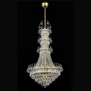 Casa Padrino Lustre en cristal baroque de luxe Or Ø 65 x H. 130 cm - Somptueuse Lustre en laiton avec cristal de Bohême - Meubles baroques - Noble & somptueux