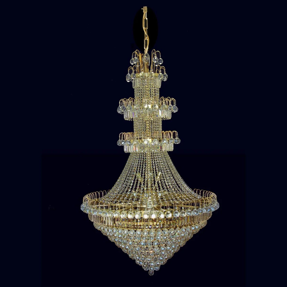 Casa Padrino Lámpara de araña de cristal barroco de lujo Oro Ø 100 x H. 150 cm - Suntuosa Lámpara de araña de latón con cristal de Bohemia - Muebles barrocos - Noble y suntuosa Casa Padrino Lámpara de araña de cristal barroco de lujo Oro Ø 100 x H. 150 cm - Suntuosa Lámpara de araña de latón con cristal de Bohemia - Muebles barrocos - Noble y suntuosa