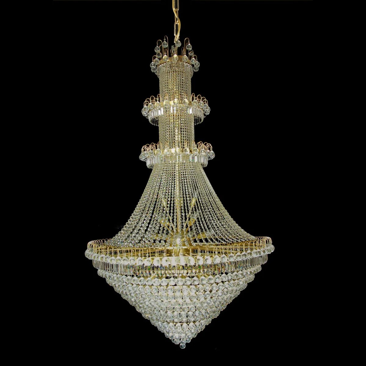 Casa Padrino Lámpara de araña de cristal barroco de lujo Oro Ø 130 x H. 200 cm - Suntuosa Lámpara de araña de latón con cristal de Bohemia - Muebles barrocos - Noble y suntuosa Casa Padrino Lámpara de araña de cristal barroco de lujo Oro Ø 130 x H. 200 cm - Suntuosa Lámpara de araña de latón con cristal de Bohemia - Muebles barrocos - Noble y suntuosa