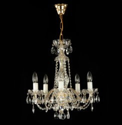Casa Padrino Lámpara de araña de cristal barroco de lujo Oro Ø 50 x H. 50 cm - Suntuosa Lámpara de araña de latón con cristal de Bohemia - Muebles barrocos - Noble y suntuosa