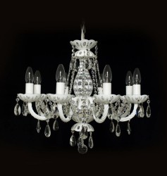 Casa Padrino Lámpara de araña de cristal barroco de lujo Plata Ø 57 x H. 55 cm - Suntuosa Lámpara de araña de latón con cristal de Bohemia - Muebles barrocos - Noble y suntuosa