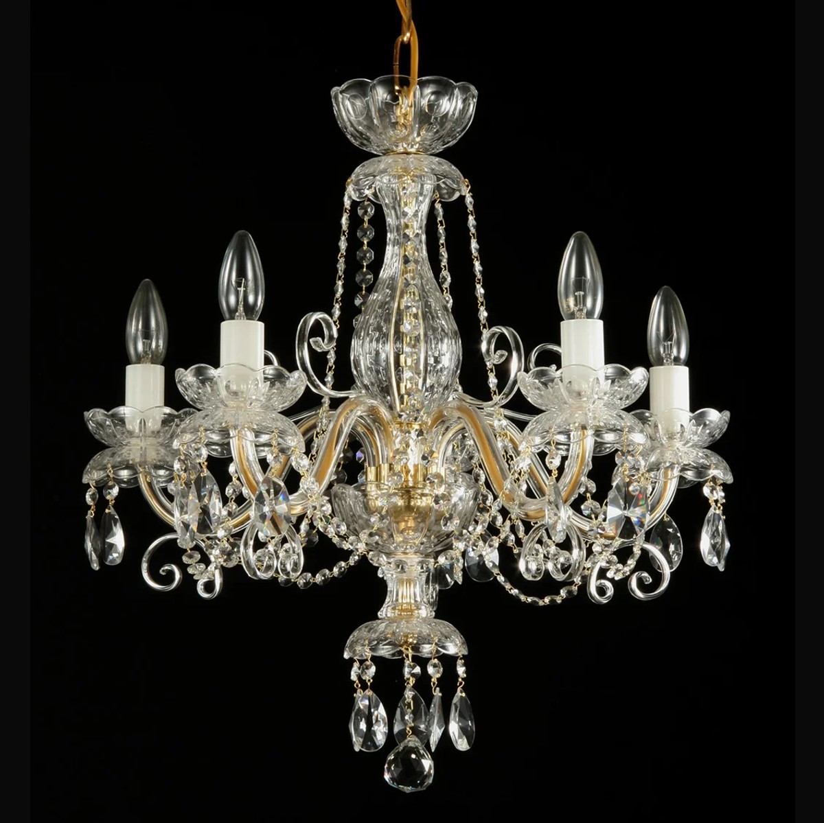 Casa Padrino Lámpara de araña de cristal barroco de lujo Oro Ø 55 x H. 55 cm - Suntuosa Lámpara de araña de latón con cristal de Bohemia - Muebles barrocos - Noble y suntuosa Casa Padrino Lámpara de araña de cristal barroco de lujo Oro Ø 55 x H. 55 cm - Suntuosa Lámpara de araña de latón con cristal de Bohemia - Muebles barrocos - Noble y suntuosa