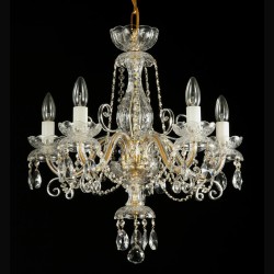 Casa Padrino Lámpara de araña de cristal barroco de lujo Oro Ø 55 x H. 55 cm - Suntuosa Lámpara de araña de latón con cristal de Bohemia - Muebles barrocos - Noble y suntuosa Casa Padrino Lámpara de araña de cristal barroco de lujo Oro Ø 55 x H. 55 cm - Suntuosa Lámpara de araña de latón con cristal de Bohemia - Muebles barrocos - Noble y suntuosa