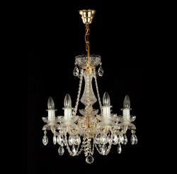 Casa Padrino Lámpara de araña de cristal barroco de lujo Oro Ø 45 x H. 125 cm - Suntuosa Lámpara de araña de latón con cristal de Bohemia - Muebles barrocos - Noble y suntuosa