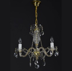 Casa Padrino Lámpara de araña de cristal barroco de lujo Oro Ø 38 x H. 45 cm - Suntuosa Lámpara de araña de latón con cristal de Bohemia - Muebles barrocos - Noble y suntuosa
