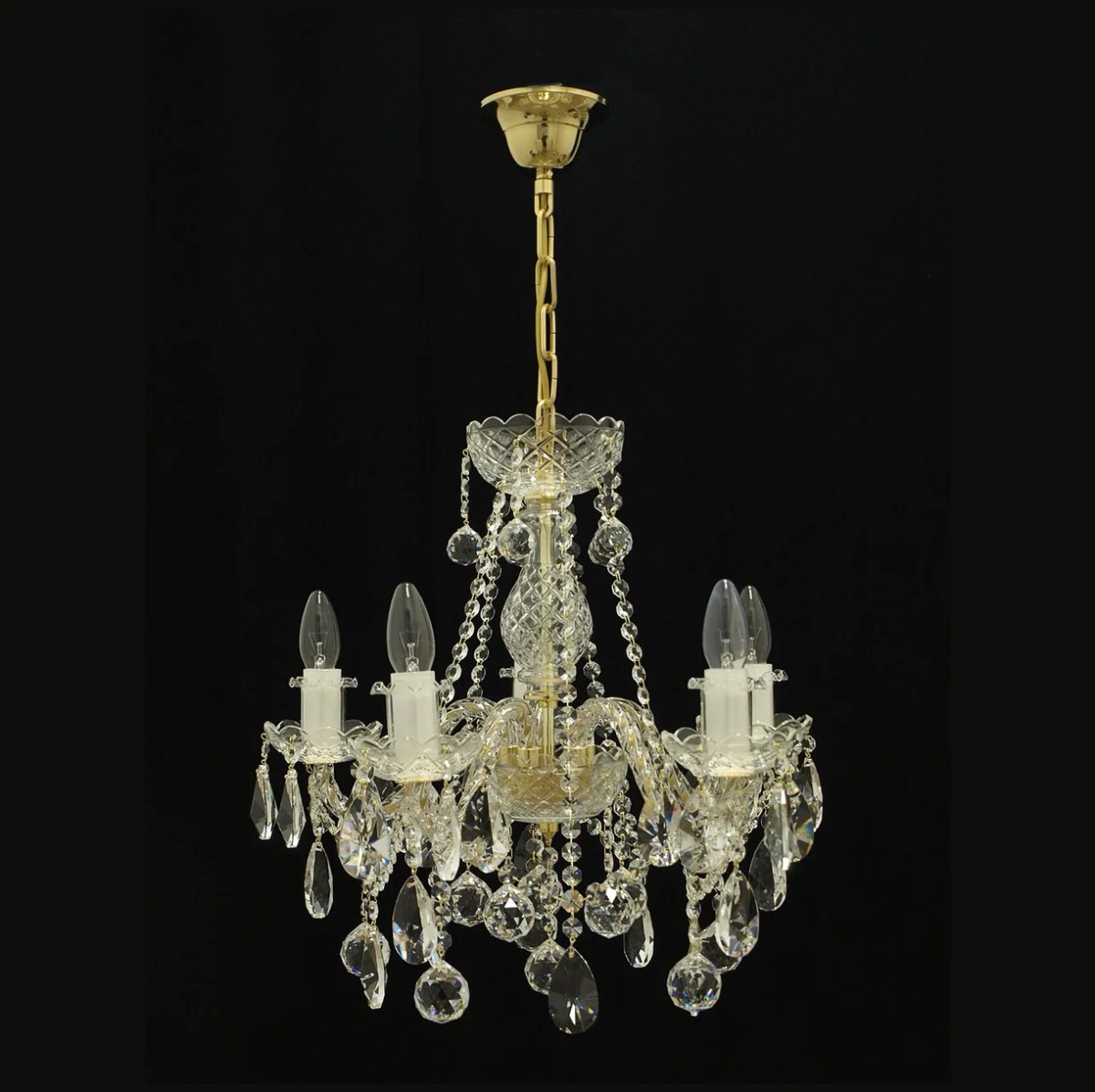 Casa Padrino Lámpara de araña de cristal barroco de lujo Oro Ø 50 x H. 50 cm - Suntuosa Lámpara de araña de latón con cristal de Bohemia - Muebles barrocos - Noble y suntuosa Casa Padrino Lámpara de araña de cristal barroco de lujo Oro Ø 50 x H. 50 cm - Suntuosa Lámpara de araña de latón con cristal de Bohemia - Muebles barrocos - Noble y suntuosa