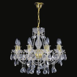 Casa Padrino Luxury Baroque Crystal Chandelier Gold Ø 56 x H. 50 cm - Magnificent Brass Chandelier with Bohemian Crystal Glass - Baroque Furniture - Noble & Magnificent Casa Padrino Luxury Baroque Crystal Chandelier Gold Ø 56 x H. 50 cm - Magnificent Brass Chandelier with Bohemian Crystal Glass - Baroque Furniture - Noble & Magnificent