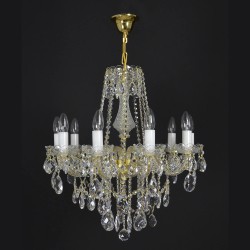 Casa Padrino Lámpara de araña de cristal barroco de lujo Oro Ø 60 x H. 60 cm - Suntuosa Lámpara de araña de latón con cristal de Bohemia - Muebles barrocos - Noble y suntuosa