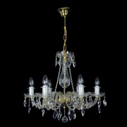 Casa Padrino Luxury Baroque Crystal Chandelier Gold Ø 58 x H. 50 cm - Magnificent Brass Chandelier with Bohemian Crystal Glass - Baroque Furniture - Noble & Magnificent Casa Padrino Luxury Baroque Crystal Chandelier Gold Ø 58 x H. 50 cm - Magnificent Brass Chandelier with Bohemian Crystal Glass - Baroque Furniture - Noble & Magnificent