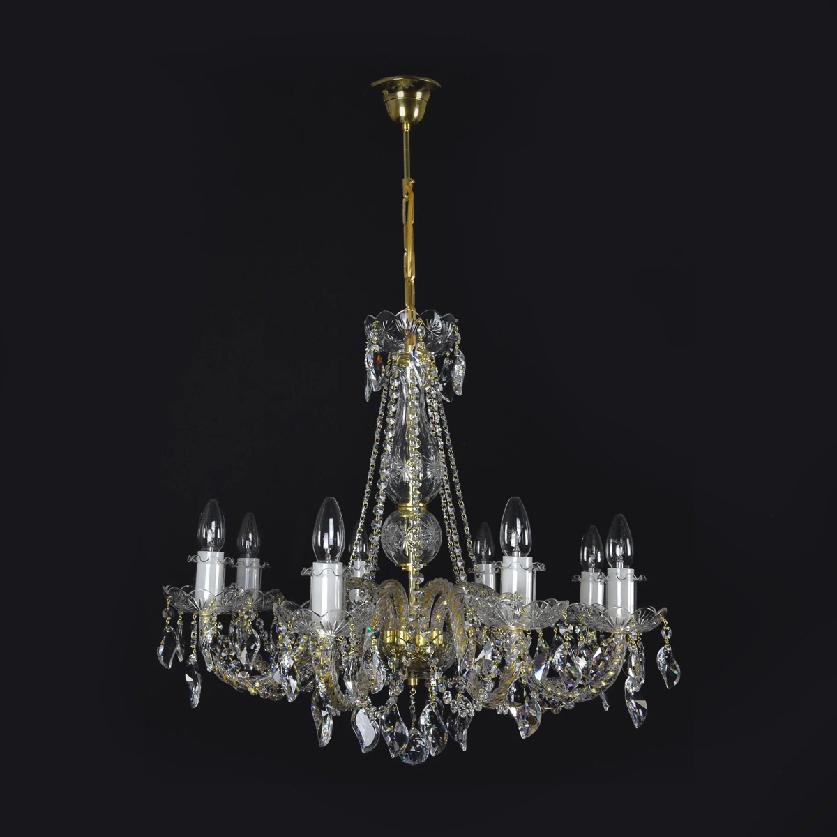 Casa Padrino Lámpara de araña de cristal barroco de lujo Oro Ø 65 x H. 58 cm - Suntuosa Lámpara de araña de latón con cristal de Bohemia - Muebles barrocos - Noble y suntuosa Casa Padrino Lámpara de araña de cristal barroco de lujo Oro Ø 65 x H. 58 cm - Suntuosa Lámpara de araña de latón con cristal de Bohemia - Muebles barrocos - Noble y suntuosa