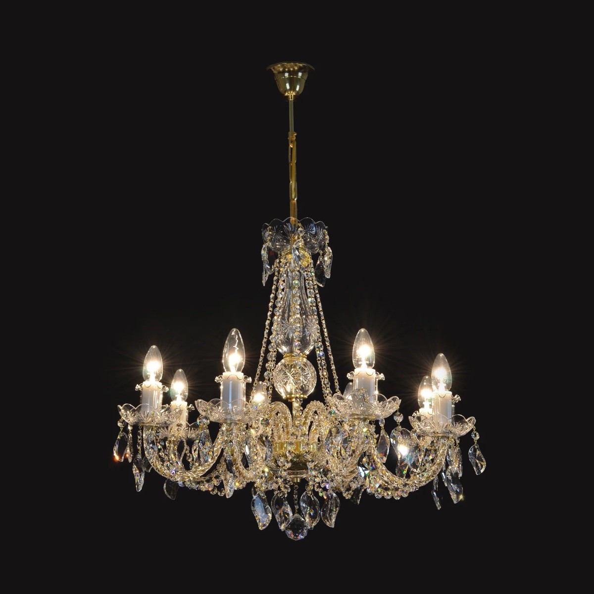 Casa Padrino Lámpara de araña de cristal barroco de lujo Oro Ø 65 x H. 58 cm - Suntuosa Lámpara de araña de latón con cristal de Bohemia - Muebles barrocos - Noble y suntuosa Casa Padrino Lámpara de araña de cristal barroco de lujo Oro Ø 65 x H. 58 cm - Suntuosa Lámpara de araña de latón con cristal de Bohemia - Muebles barrocos - Noble y suntuosa