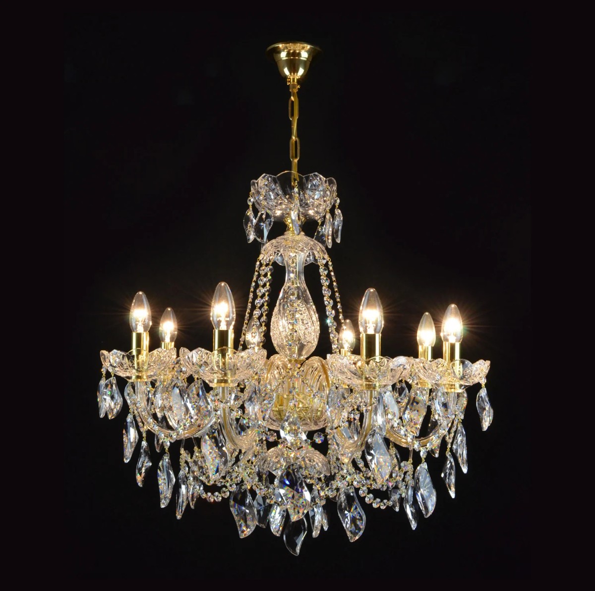 Casa Padrino Lámpara de araña de cristal barroco de lujo Oro Ø 70 x H. 65 cm - Suntuosa Lámpara de araña de latón con cristal de Bohemia - Muebles barrocos - Noble y suntuosa Casa Padrino Lámpara de araña de cristal barroco de lujo Oro Ø 70 x H. 65 cm - Suntuosa Lámpara de araña de latón con cristal de Bohemia - Muebles barrocos - Noble y suntuosa