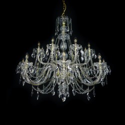 Casa Padrino Luxury Baroque Crystal Chandelier Gold Ø 120 x H. 105 cm - Magnificent Brass Chandelier with Bohemian Crystal Glass - Baroque Furniture - Noble & Magnificent