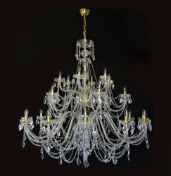 Casa Padrino Luxury Baroque Crystal Chandelier Gold Ø 150 x H. 140 cm - Magnificent Brass Chandelier with Bohemian Crystal Glass - Baroque Furniture - Noble & Magnificent