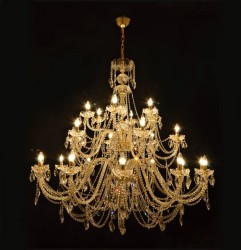 Casa Padrino Luxury Baroque Crystal Chandelier Gold Ø 150 x H. 140 cm - Magnificent Brass Chandelier with Bohemian Crystal Glass - Baroque Furniture - Noble & Magnificent