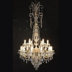 Casa Padrino Luxury Baroque Crystal Chandelier Gold Ø 95 x H. 185 cm - Magnificent Brass Chandelier with Bohemian Crystal Glass - Baroque Furniture - Noble & Magnificent